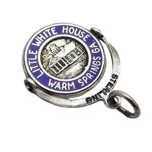 Vintage Sterling Silver Little White House FDR Springs Georgia Enamel Spinner